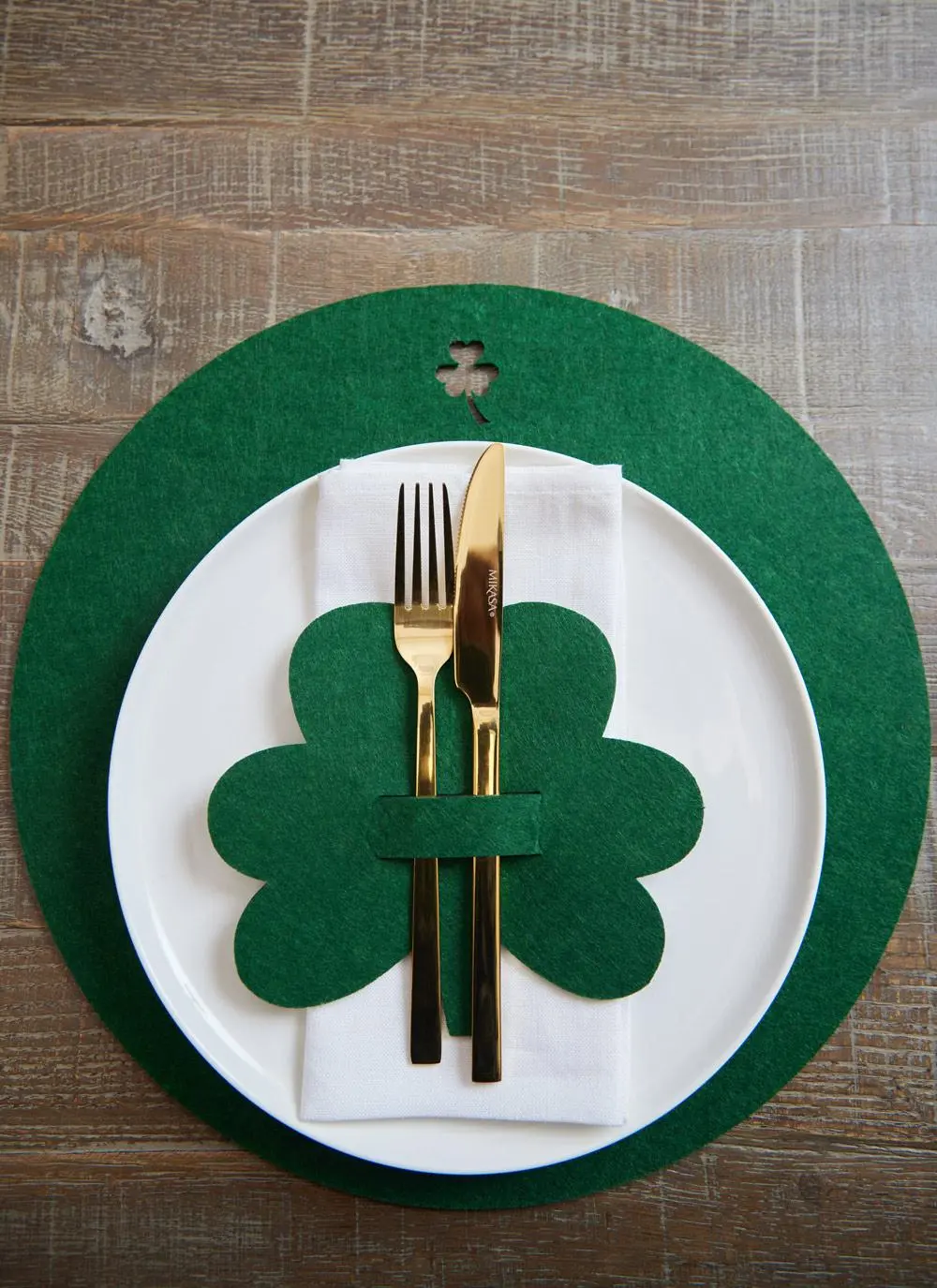 Green Shamrock Felt Cutlery Holders Set of 4